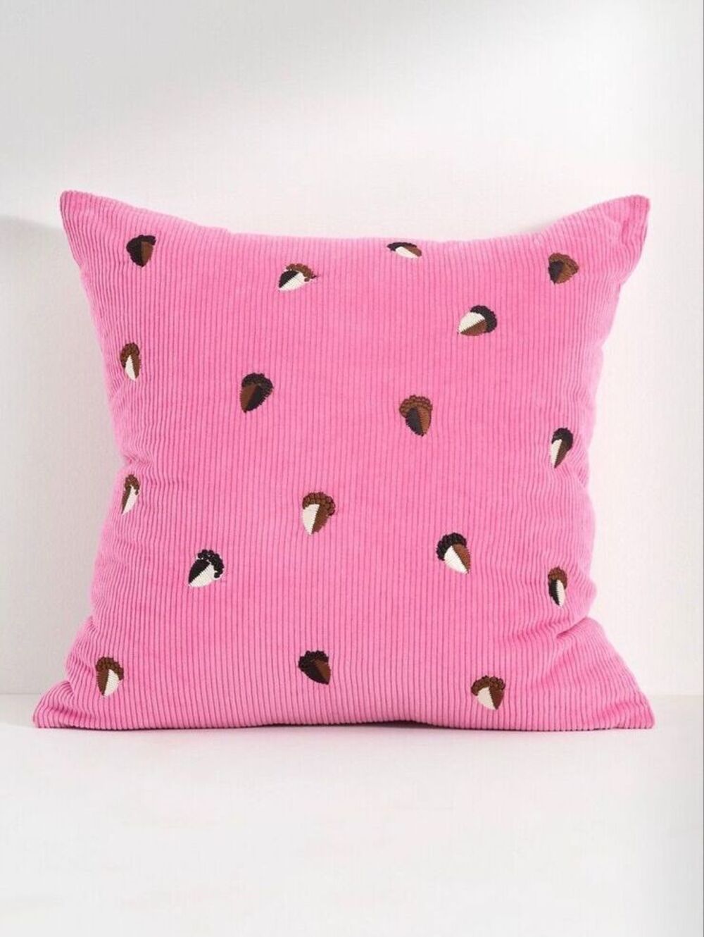 NWT Anthropologie Velvet Corduroy Embroidered Acorn Pillow